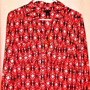 New Directions Red White & Blue Peasant Blouse